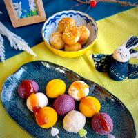 オートミールで作る《秋の三色お月見団子》